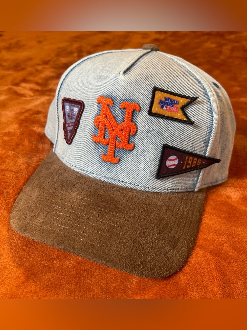 Super rare, New York Mets Denim Patch Cap with Brown Brim